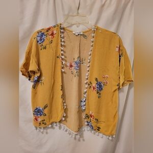 Persaya Girls yellow Pom Pom‎ kimono size S